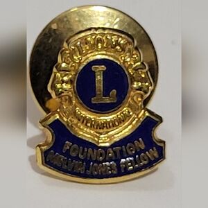 Gold and Blue Enameled Lions  Foundation Pin